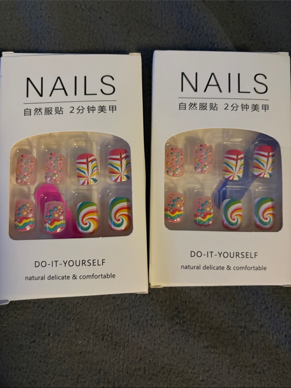 Nails Do-It-Yourself Rainbow Swirl Press-On Nail Set - Multicolor